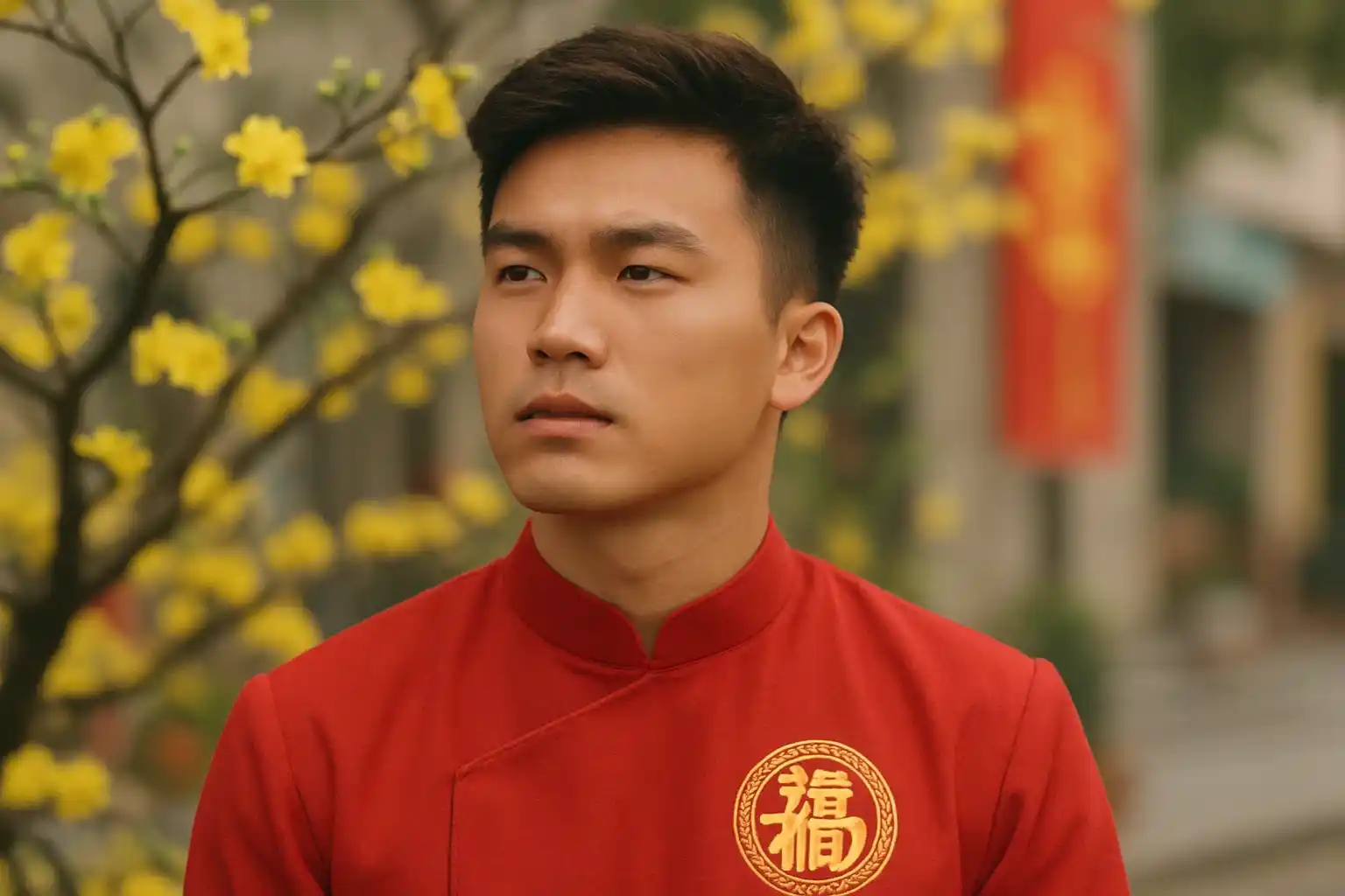 Văn Khang nhìn xa xăm như đang casting vai chính phim Tết